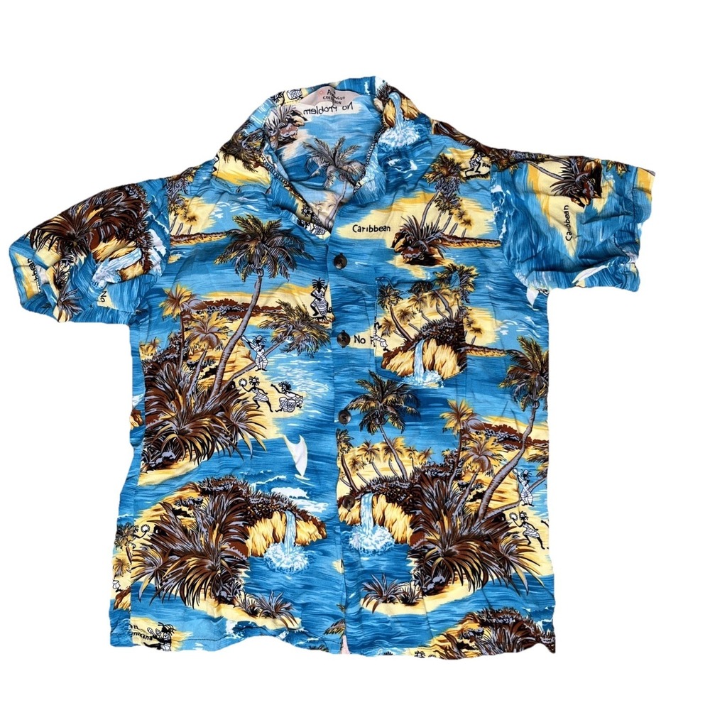 Vintage Aremar Hawaiian Shirt- Boys Medium-Button up- Beach Children's Caribbean